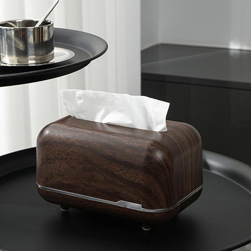 Walnut Color Tissue Box Cover Holder Spring Loaded Magnetic Design For Home Office Car - Image 4